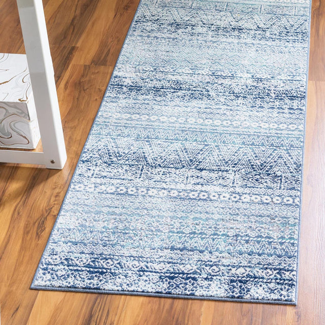Blue 2' x 5' 11 Malibu Runner Area Rug 70% Polypropylene & 30% Polyester Colorful Modern Carpet for Living, Dining, Office, Bedrooms for Sale at Rug Engine