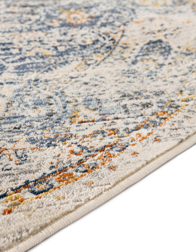 Gray 3' 7 x 3' 7 Budapest Round Area Rug 70% Polypropylene & 30% Polyester With Cotton Backing Traditional Classical Room Carpet for Sale at Rug Engine