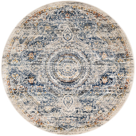 Gray 5' 1 x 5' 1 Budapest Round Area Rug 70% Polypropylene & 30% Polyester With Cotton Backing Traditional Classical Room Carpet for Sale at Rug Engine