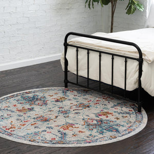 Ivory 3' 7 x 3' 7 Budapest Round Area Rug 70% Polypropylene & 30% Polyester With Cotton Backing Traditional Classical Room Carpet for Sale at Rug Engine