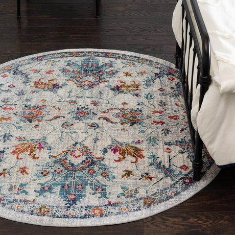 Ivory 3' 7 x 3' 7 Budapest Round Area Rug 70% Polypropylene & 30% Polyester With Cotton Backing Traditional Classical Room Carpet for Sale at Rug Engine