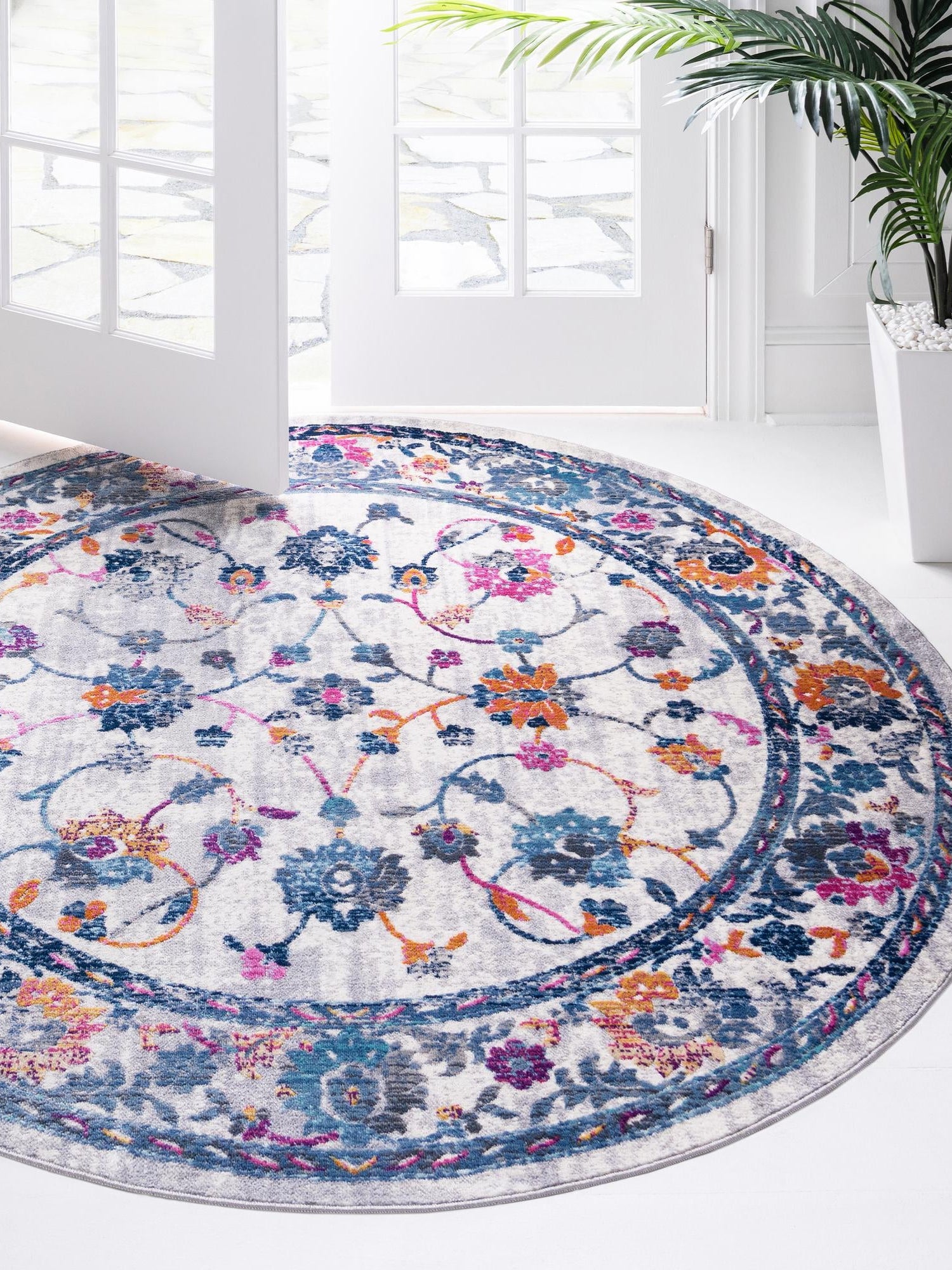 Ivory 3' 7 x 3' 7 Budapest Round Area Rug 70% Polypropylene & 30% Polyester With Cotton Backing Traditional Classical Room Carpet for Sale at Rug Engine