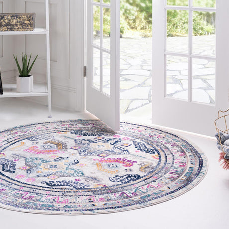 Multicolor 5' 1 x 5' 1 Budapest Round Area Rug 70% Polypropylene & 30% Polyester With Cotton Backing Traditional Classical Room Carpet for Sale at Rug Engine