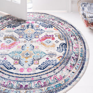Multicolor 5' 1 x 5' 1 Budapest Round Area Rug 70% Polypropylene & 30% Polyester With Cotton Backing Traditional Classical Room Carpet for Sale at Rug Engine