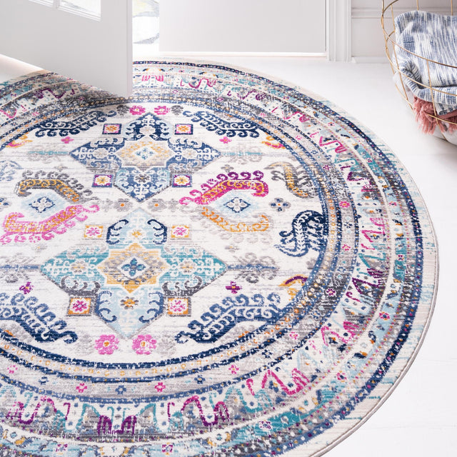 Multicolor 5' 1 x 5' 1 Budapest Round Area Rug 70% Polypropylene & 30% Polyester With Cotton Backing Traditional Classical Room Carpet for Sale at Rug Engine