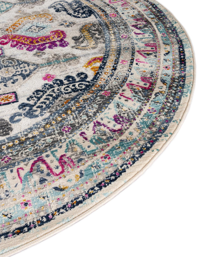 Multicolor 3' 7 x 3' 7 Budapest Round Area Rug 70% Polypropylene & 30% Polyester With Cotton Backing Traditional Classical Room Carpet for Sale at Rug Engine
