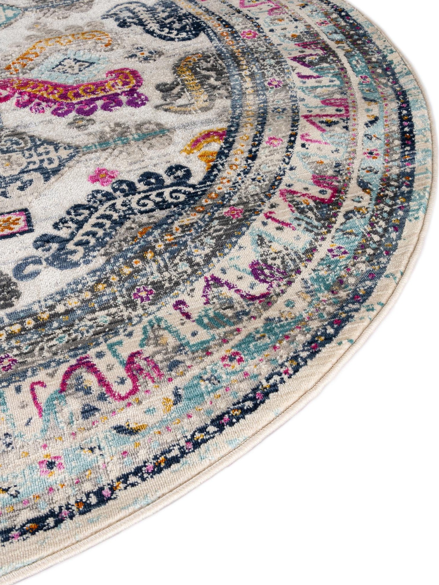 Multicolor 5' 1 x 5' 1 Budapest Round Area Rug 70% Polypropylene & 30% Polyester With Cotton Backing Traditional Classical Room Carpet for Sale at Rug Engine