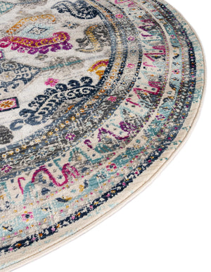 Multicolor 5' 1 x 5' 1 Budapest Round Area Rug 70% Polypropylene & 30% Polyester With Cotton Backing Traditional Classical Room Carpet for Sale at Rug Engine