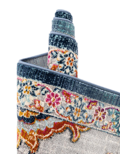 Blue 9' x 12' Budapest Rectangle Area Rug 70% Polypropylene & 30% Polyester With Cotton Backing Traditional Classical Room Carpet for Sale at Rug Engine