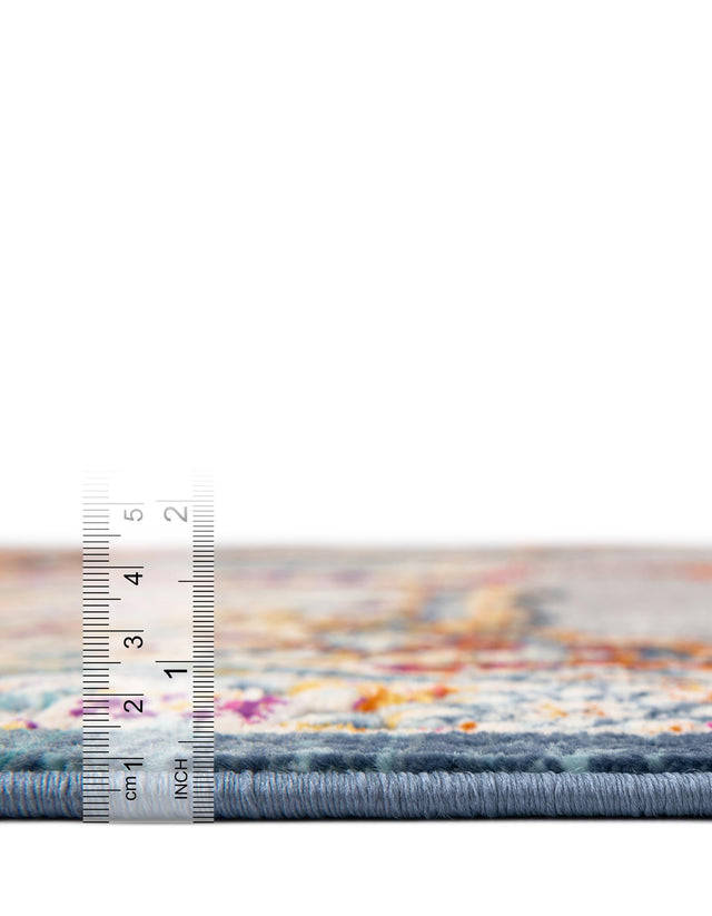 Blue 3' 7 x 3' 7 Budapest Round Area Rug 70% Polypropylene & 30% Polyester With Cotton Backing Traditional Classical Room Carpet for Sale at Rug Engine