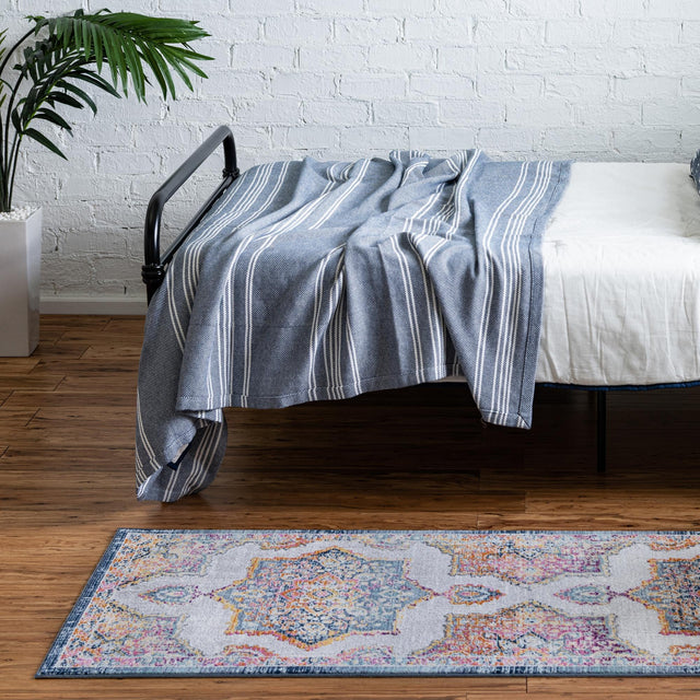 Blue 2' x 5' 11 Budapest Runner Area Rug 70% Polypropylene & 30% Polyester With Cotton Backing Traditional Classical Room Carpet for Sale at Rug Engine