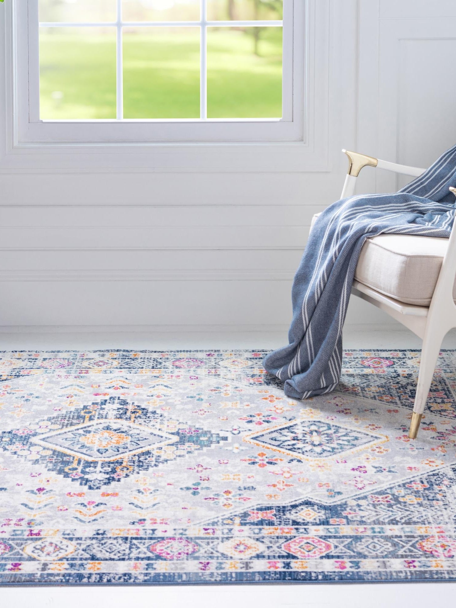 Light Gray 5' 1 x 7' 10 Budapest Rectangle Area Rug 70% Polypropylene & 30% Polyester With Cotton Backing Traditional Classical Room Carpet for Sale at Rug Engine