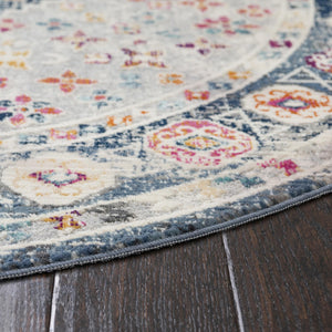 Light Gray 3' 7 x 3' 7 Budapest Round Area Rug 70% Polypropylene & 30% Polyester With Cotton Backing Traditional Classical Room Carpet for Sale at Rug Engine