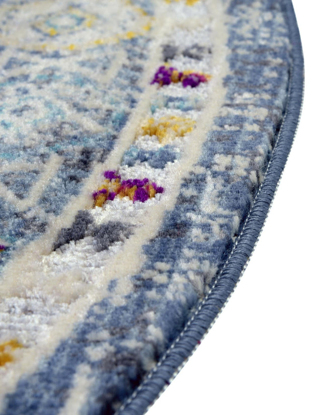 Light Gray 3' 7 x 3' 7 Budapest Round Area Rug 70% Polypropylene & 30% Polyester With Cotton Backing Traditional Classical Room Carpet for Sale at Rug Engine