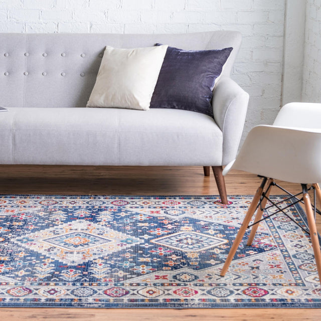 Blue 3' 7 x 5' 3 Budapest Rectangle Area Rug 70% Polypropylene & 30% Polyester With Cotton Backing Traditional Classical Room Carpet for Sale at Rug Engine