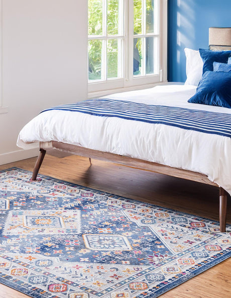 Blue 3' 7 x 5' 3 Budapest Rectangle Area Rug 70% Polypropylene & 30% Polyester With Cotton Backing Traditional Classical Room Carpet for Sale at Rug Engine