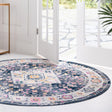 Blue 3' 7 x 3' 7 Budapest Round Area Rug 70% Polypropylene & 30% Polyester With Cotton Backing Traditional Classical Room Carpet for Sale at Rug Engine