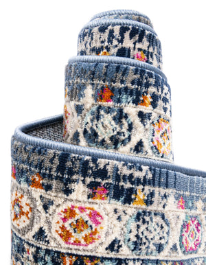 Blue 3' 7 x 3' 7 Budapest Round Area Rug 70% Polypropylene & 30% Polyester With Cotton Backing Traditional Classical Room Carpet for Sale at Rug Engine