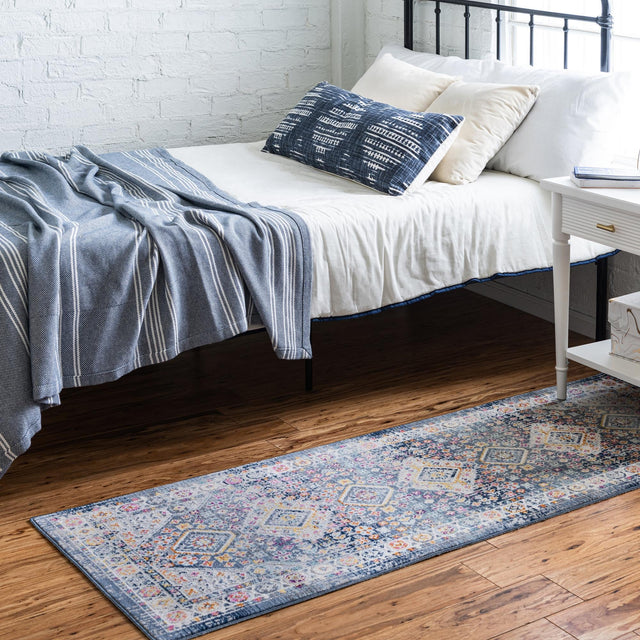 Blue 2' 7 x 9' 10 Budapest Runner Area Rug 70% Polypropylene & 30% Polyester With Cotton Backing Traditional Classical Room Carpet for Sale at Rug Engine