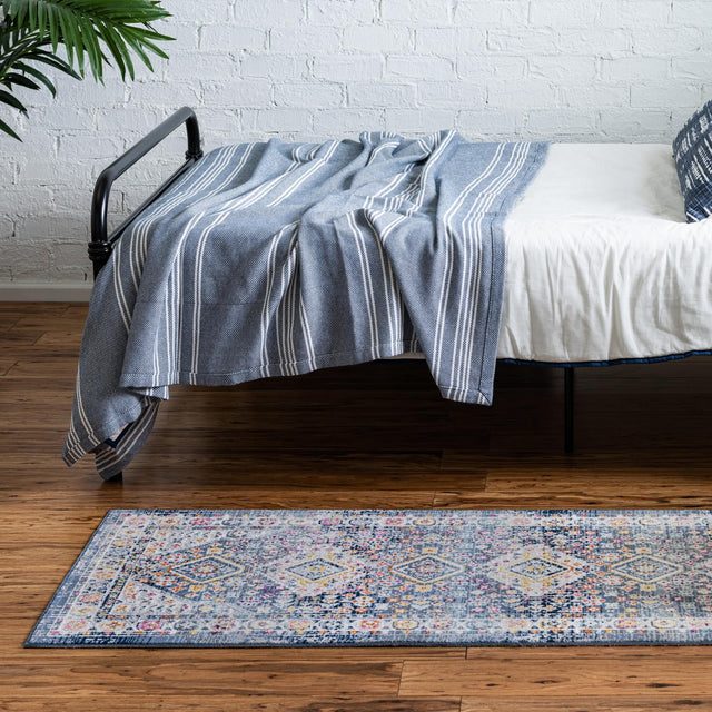 Blue 2' 7 x 9' 10 Budapest Runner Area Rug 70% Polypropylene & 30% Polyester With Cotton Backing Traditional Classical Room Carpet for Sale at Rug Engine