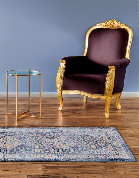 Blue 2' x 5' 11 Budapest Runner Area Rug 70% Polypropylene & 30% Polyester With Cotton Backing Traditional Classical Room Carpet for Sale at Rug Engine