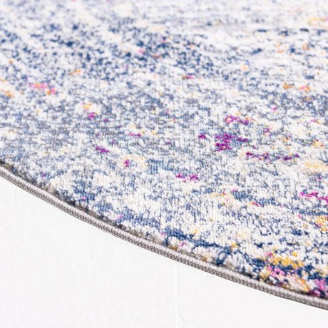 Gray 3' 7 x 3' 7 Budapest Round Area Rug 70% Polypropylene & 30% Polyester With Cotton Backing Traditional Classical Room Carpet for Sale at Rug Engine