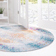 Blue 5' 1 x 5' 1 Budapest Round Area Rug 70% Polypropylene & 30% Polyester With Cotton Backing Traditional Classical Room Carpet for Sale at Rug Engine