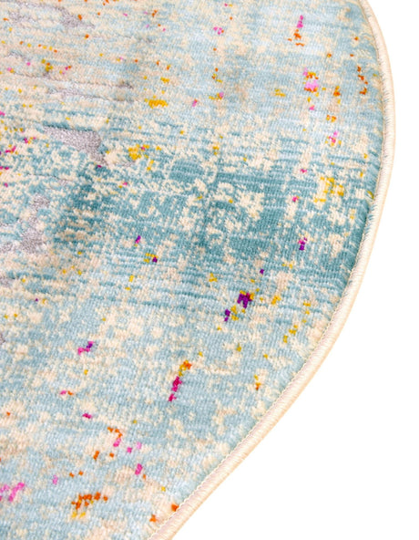 Blue 3' 7 x 3' 7 Budapest Round Area Rug 70% Polypropylene & 30% Polyester With Cotton Backing Traditional Classical Room Carpet for Sale at Rug Engine