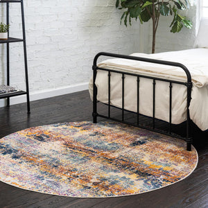 Multicolor 3' 7 x 3' 7 Budapest Round Area Rug 70% Polypropylene & 30% Polyester With Cotton Backing Traditional Classical Room Carpet for Sale at Rug Engine