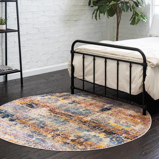 Multicolor 3' 7 x 3' 7 Budapest Round Area Rug 70% Polypropylene & 30% Polyester With Cotton Backing Traditional Classical Room Carpet for Sale at Rug Engine