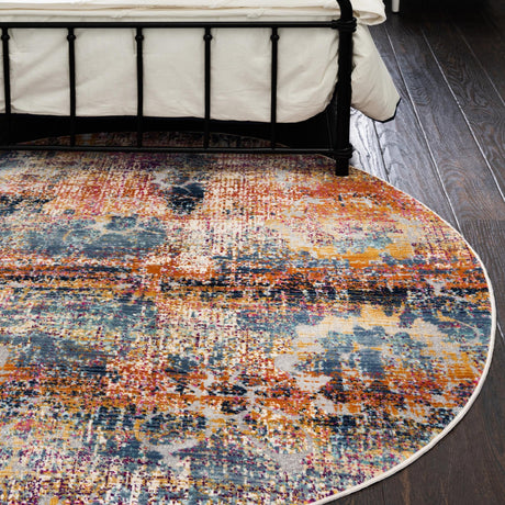 Multicolor 5' 1 x 5' 1 Budapest Round Area Rug 70% Polypropylene & 30% Polyester With Cotton Backing Traditional Classical Room Carpet for Sale at Rug Engine