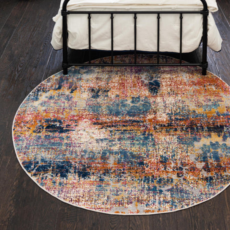 Multicolor 5' 1 x 5' 1 Budapest Round Area Rug 70% Polypropylene & 30% Polyester With Cotton Backing Traditional Classical Room Carpet for Sale at Rug Engine