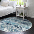 Blue 3' 7 x 3' 7 Budapest Round Area Rug 70% Polypropylene & 30% Polyester With Cotton Backing Traditional Classical Room Carpet for Sale at Rug Engine