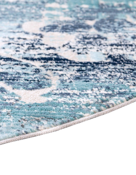 Blue 3' 7 x 3' 7 Budapest Round Area Rug 70% Polypropylene & 30% Polyester With Cotton Backing Traditional Classical Room Carpet for Sale at Rug Engine