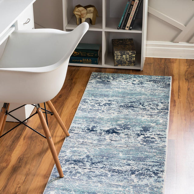 Blue 2' x 5' 11 Budapest Runner Area Rug 70% Polypropylene & 30% Polyester With Cotton Backing Traditional Classical Room Carpet for Sale at Rug Engine