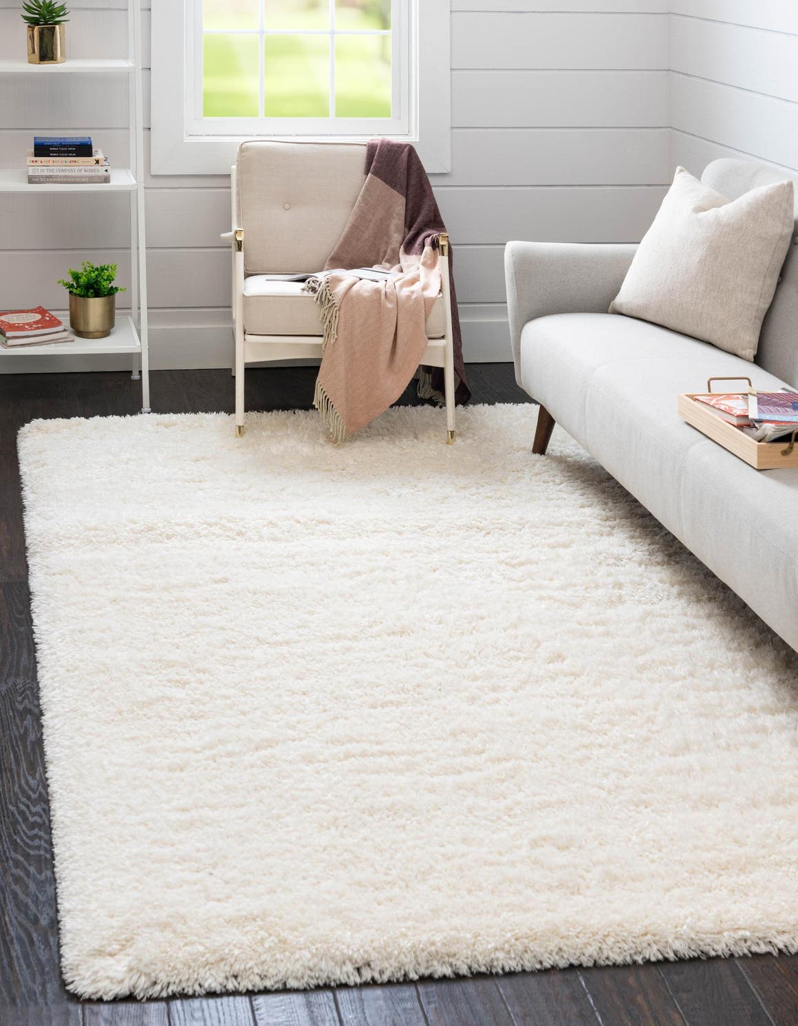 Pearl 8' x 11' Infinity Shag Rectangle Area Rug Thick Soft Touch Fluffy & Plush Shaggy Pile 100% Polypropylene With Jute Backing Solid Color Minimalist Carpet for Sale at Rug Engine