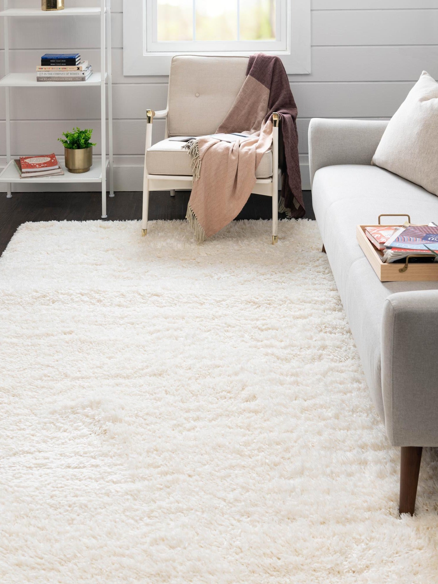 Pearl 4' 1 x 6' 1 Infinity Shag Rectangle Area Rug Thick Soft Touch Fluffy & Plush Shaggy Pile 100% Polypropylene With Jute Backing Solid Color Minimalist Carpet for Sale at Rug Engine