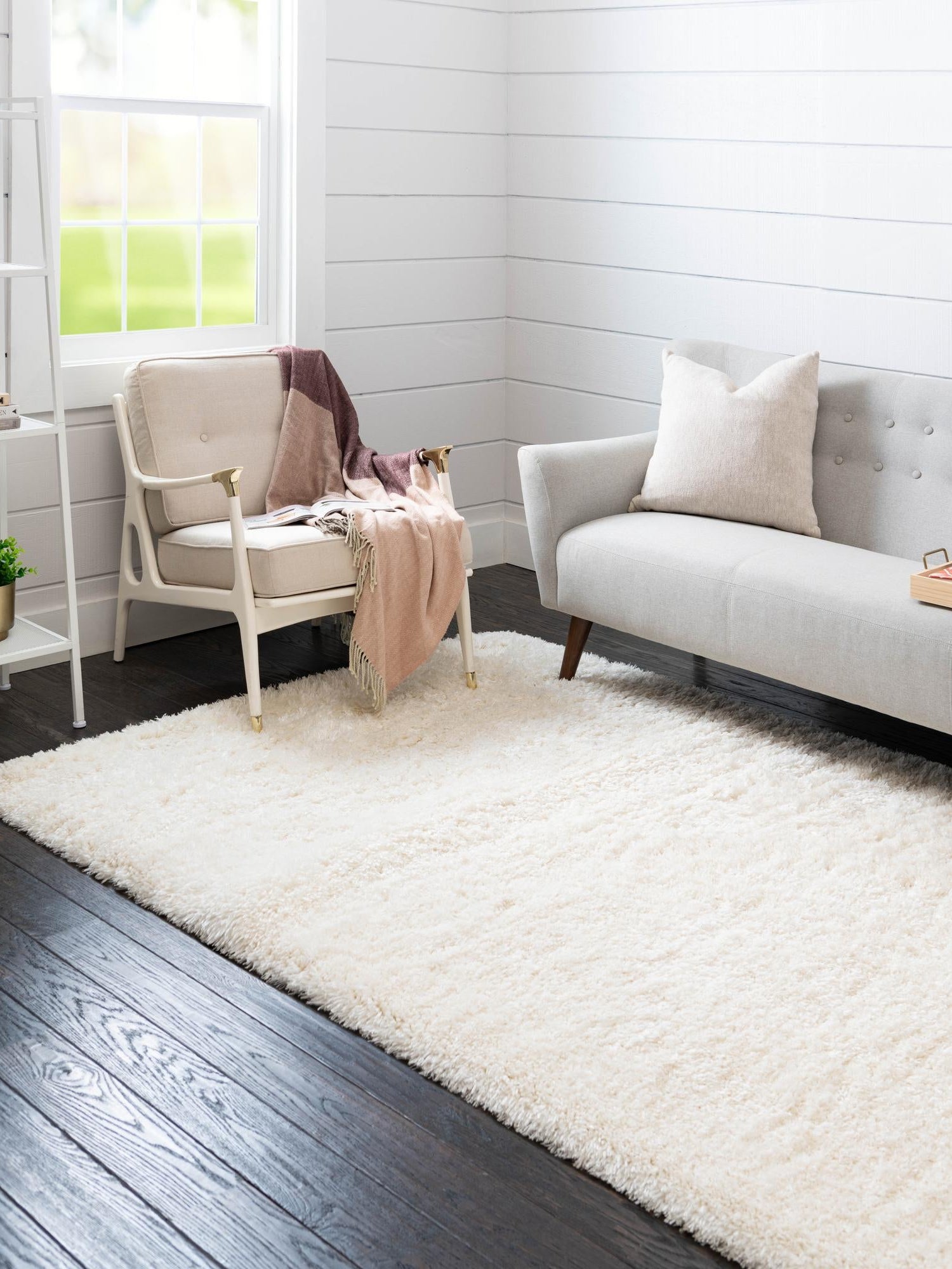 Pearl 4' 1 x 6' 1 Infinity Shag Rectangle Area Rug Thick Soft Touch Fluffy & Plush Shaggy Pile 100% Polypropylene With Jute Backing Solid Color Minimalist Carpet for Sale at Rug Engine