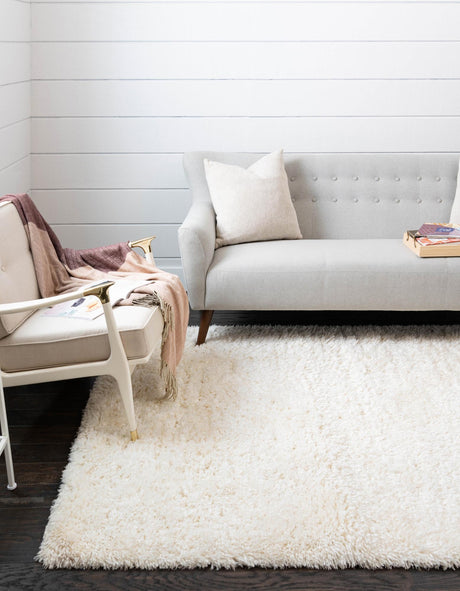 Pearl 4' 1 x 6' 1 Infinity Shag Rectangle Area Rug Thick Soft Touch Fluffy & Plush Shaggy Pile 100% Polypropylene With Jute Backing Solid Color Minimalist Carpet for Sale at Rug Engine