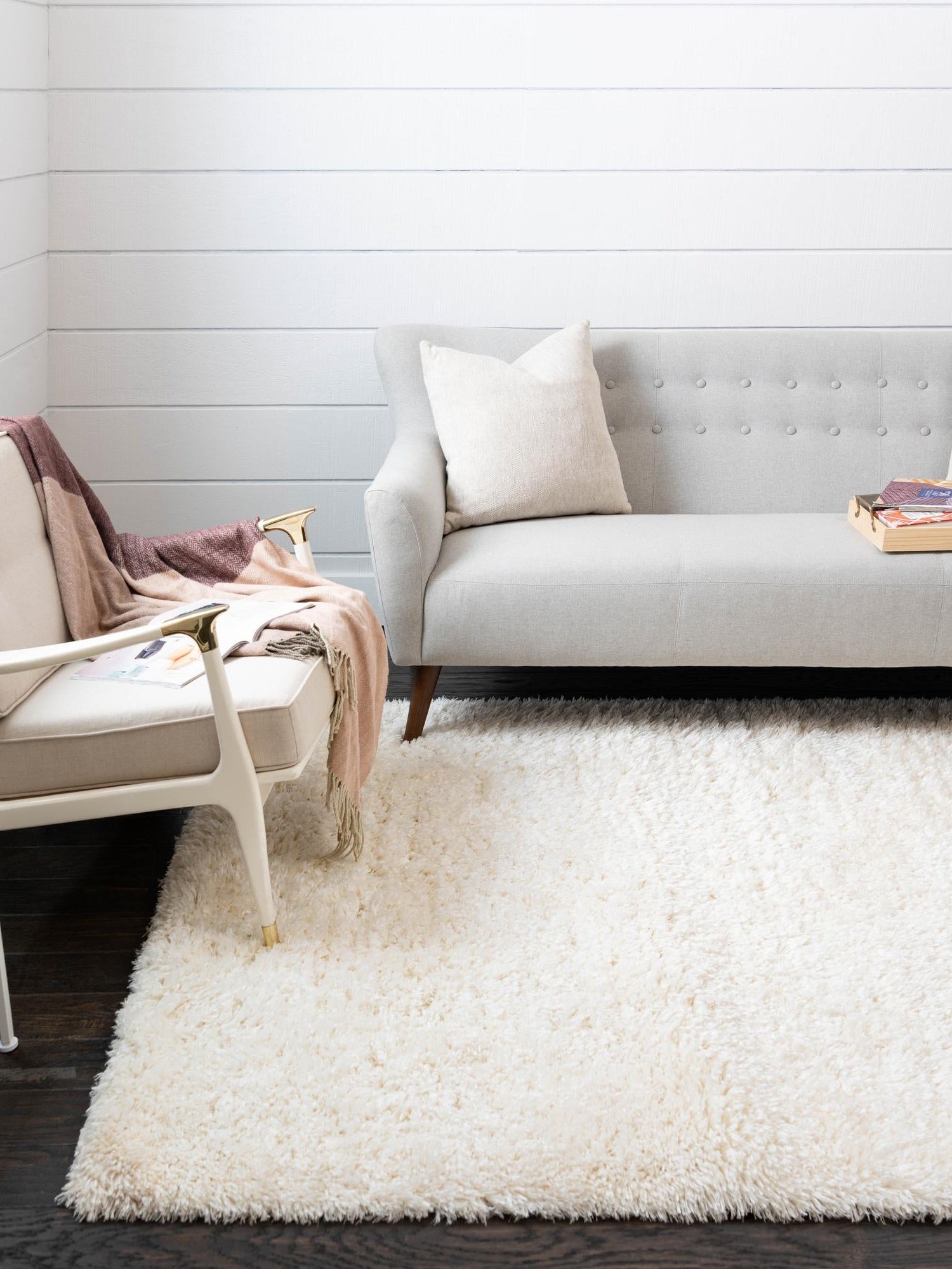 Pearl 8' x 10' Infinity Shag Rectangle Area Rug Thick Soft Touch Fluffy & Plush Shaggy Pile 100% Polypropylene With Jute Backing Solid Color Minimalist Carpet for Sale at Rug Engine