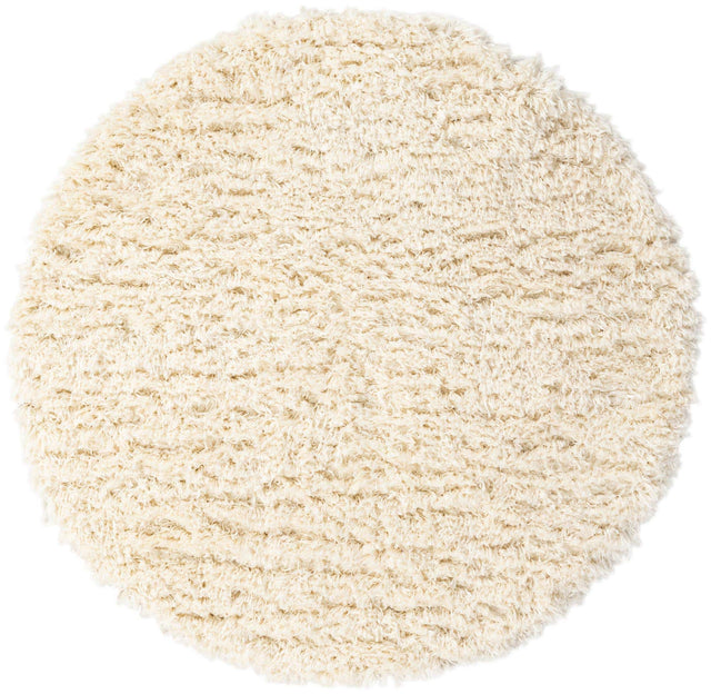 Pearl 5' 1 x 5' 1 Infinity Shag Round Area Rug Thick Soft Touch Fluffy & Plush Shaggy Pile 100% Polypropylene With Jute Backing Solid Color Minimalist Carpet for Sale at Rug Engine