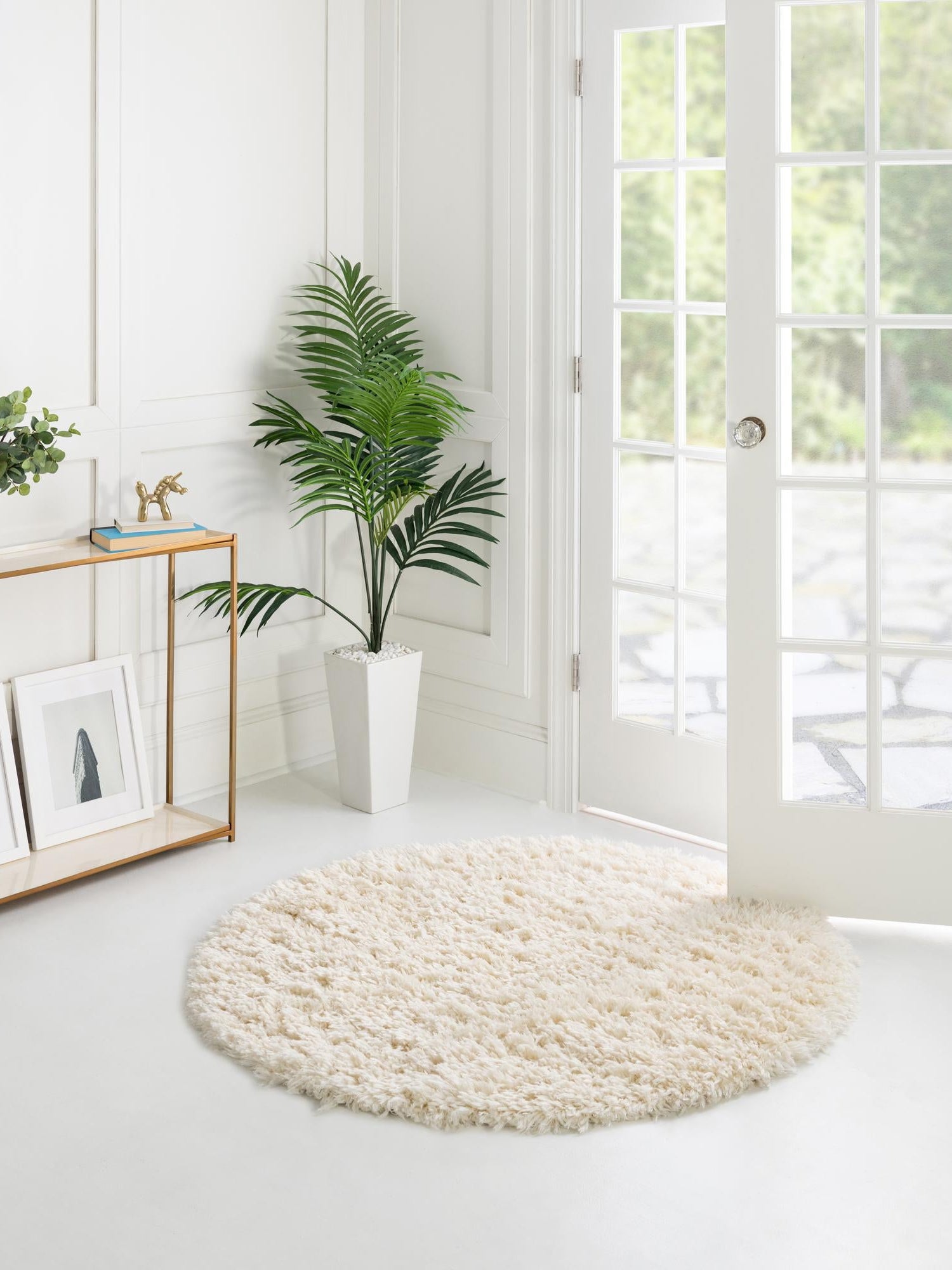 Pearl 3' 3 x 3' 3 Infinity Shag Round Area Rug Thick Soft Touch Fluffy & Plush Shaggy Pile 100% Polypropylene With Jute Backing Solid Color Minimalist Carpet for Sale at Rug Engine