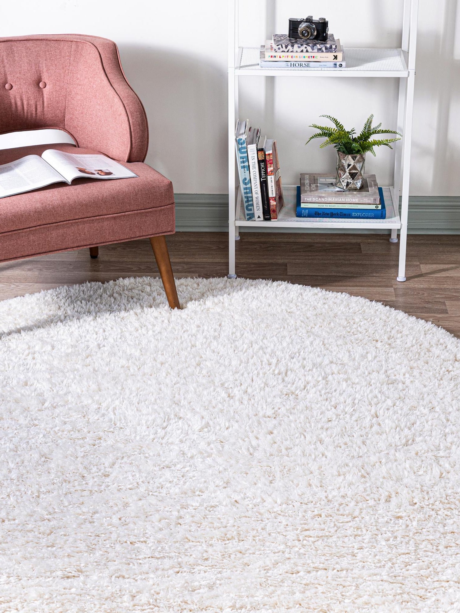 Pearl 4' 1 x 4' 1 Infinity Shag Round Area Rug Thick Soft Touch Fluffy & Plush Shaggy Pile 100% Polypropylene With Jute Backing Solid Color Minimalist Carpet for Sale at Rug Engine