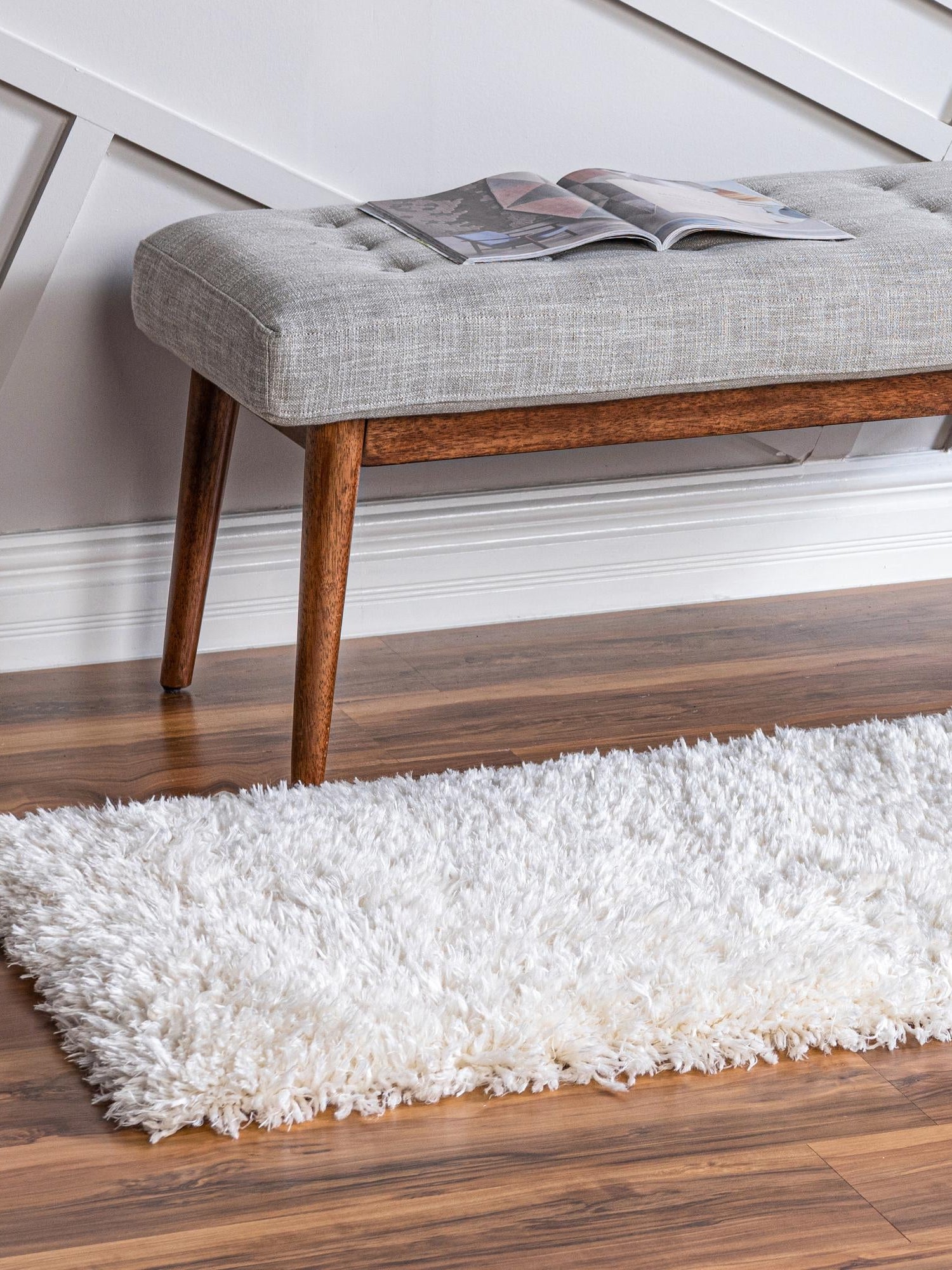 Pearl 2' 7 x 10' Infinity Shag Runner Area Rug Thick Soft Touch Fluffy & Plush Shaggy Pile 100% Polypropylene With Jute Backing Solid Color Minimalist Carpet for Sale at Rug Engine