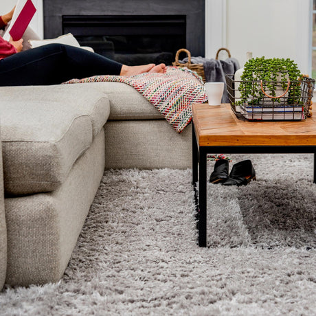 Ash 8' x 10' Infinity Shag Rectangle Area Rug Thick Soft Touch Fluffy & Plush Shaggy Pile 100% Polypropylene With Jute Backing Solid Color Minimalist Carpet for Sale at Rug Engine