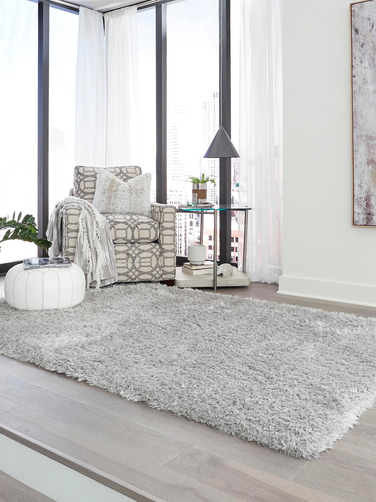 Ash 8' x 11' Infinity Shag Rectangle Area Rug Thick Soft Touch Fluffy & Plush Shaggy Pile 100% Polypropylene With Jute Backing Solid Color Minimalist Carpet for Sale at Rug Engine