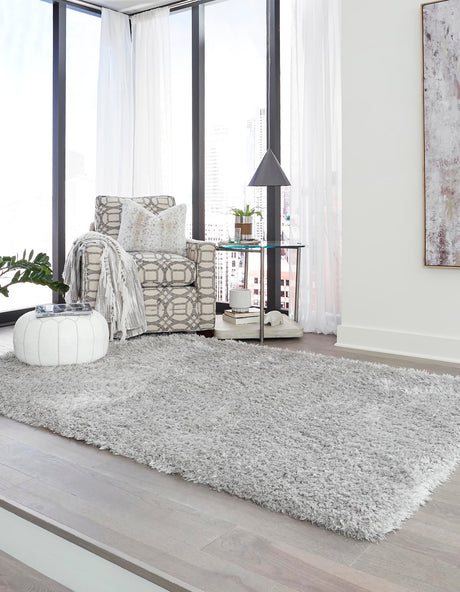 Ash 8' x 11' Infinity Shag Rectangle Area Rug Thick Soft Touch Fluffy & Plush Shaggy Pile 100% Polypropylene With Jute Backing Solid Color Minimalist Carpet for Sale at Rug Engine