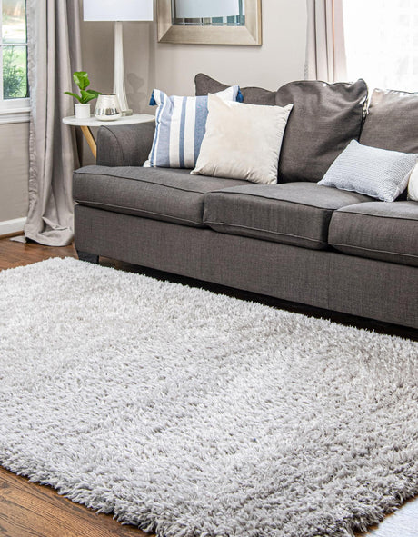 Ash 8' x 11' Infinity Shag Rectangle Area Rug Thick Soft Touch Fluffy & Plush Shaggy Pile 100% Polypropylene With Jute Backing Solid Color Minimalist Carpet for Sale at Rug Engine