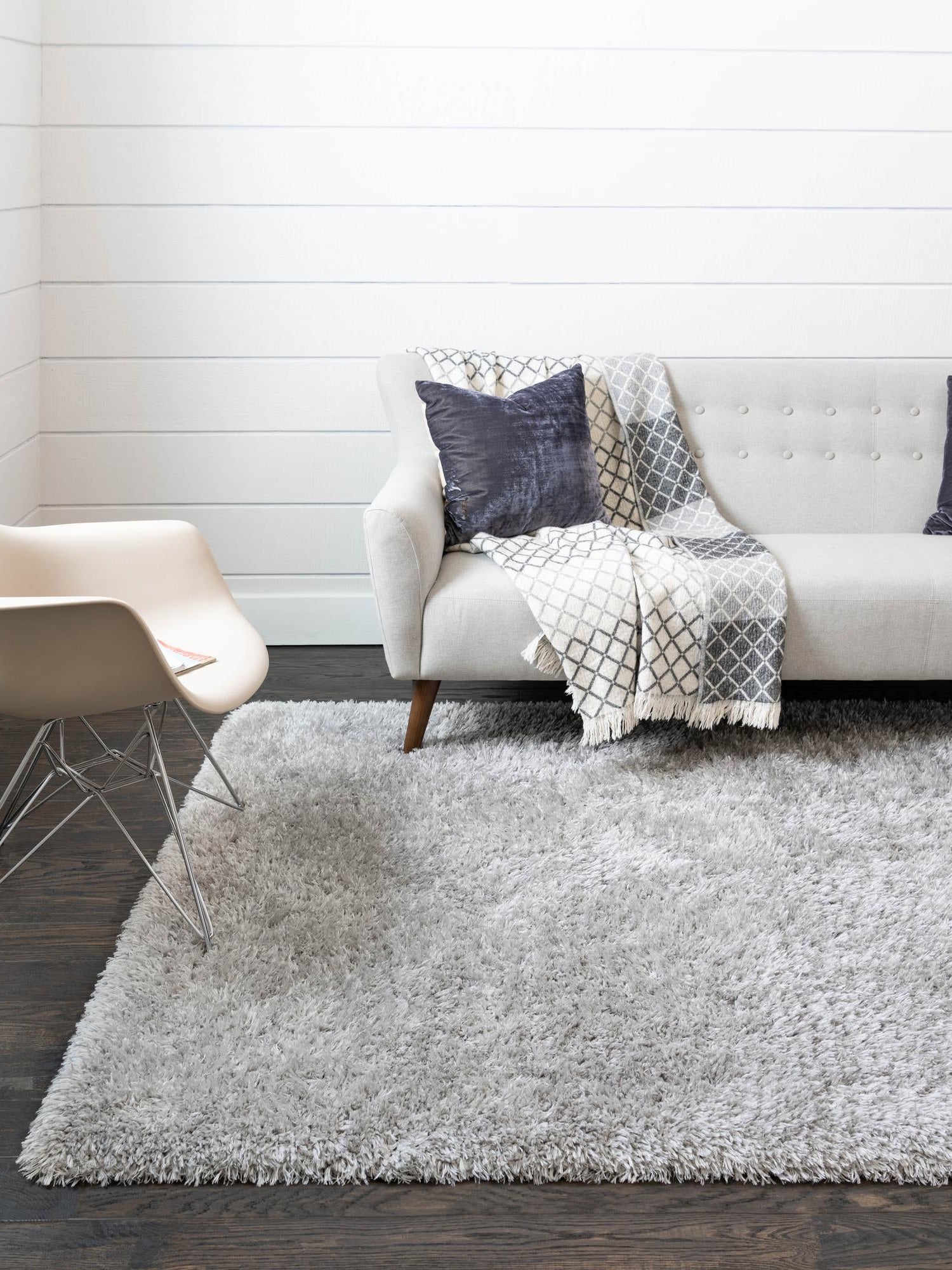 Ash 8' x 10' Infinity Shag Rectangle Area Rug Thick Soft Touch Fluffy & Plush Shaggy Pile 100% Polypropylene With Jute Backing Solid Color Minimalist Carpet for Sale at Rug Engine