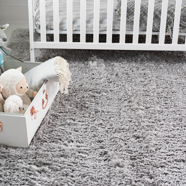 Ash 8' x 8' Infinity Shag Square Area Rug Thick Soft Touch Fluffy & Plush Shaggy Pile 100% Polypropylene With Jute Backing Solid Color Minimalist Carpet for Sale at Rug Engine